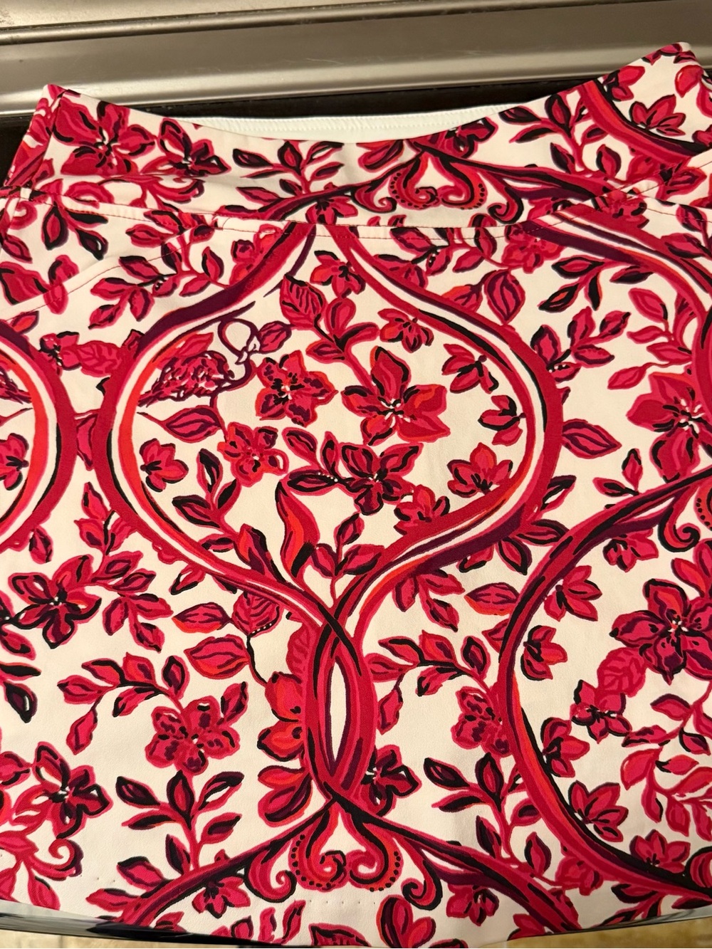 Lilly Pulitzer White Skirt with Pink & Red Floral Print